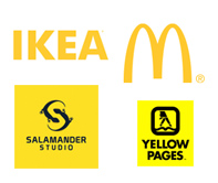 Przykłady marek z żółtym logo